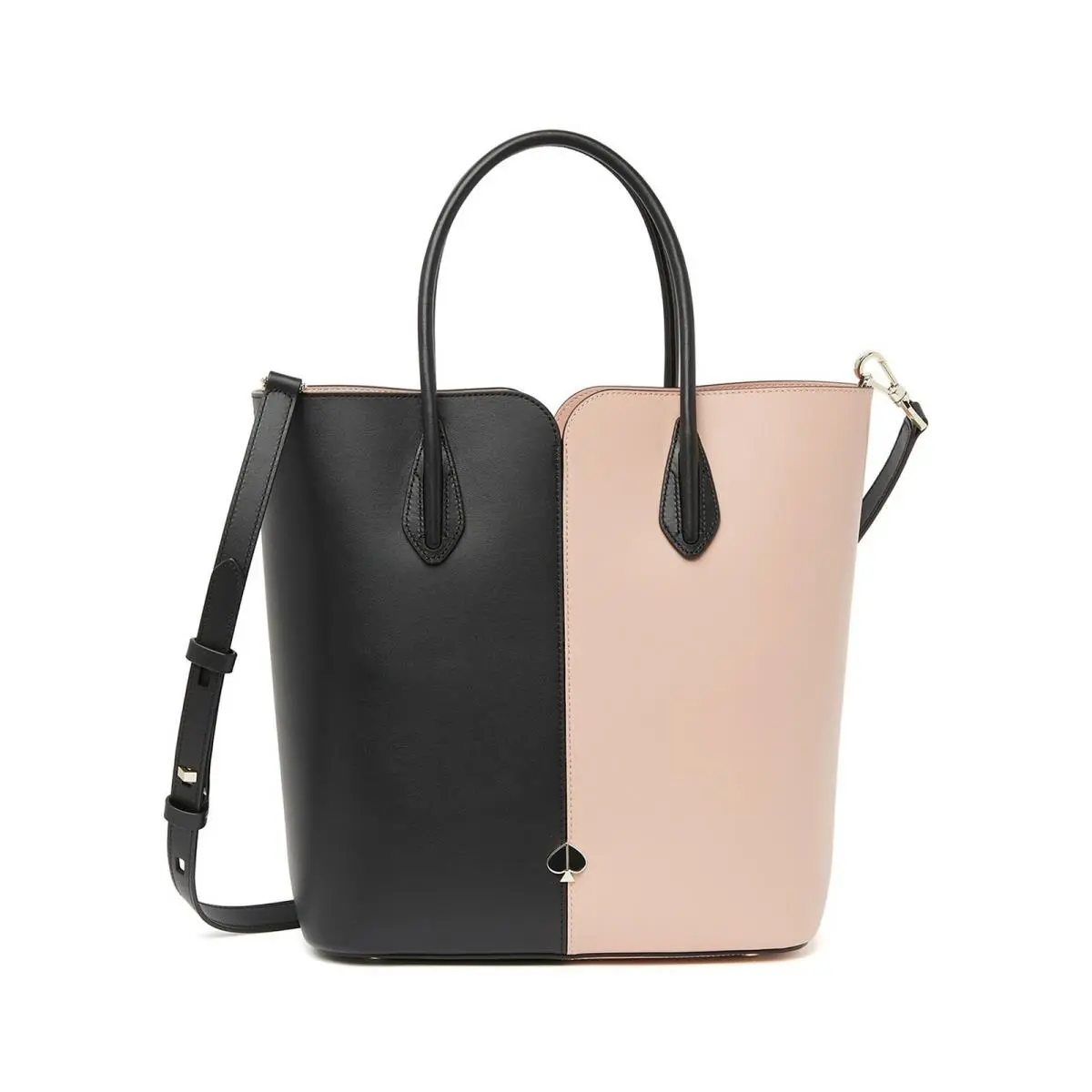 Kate Spade Black Pink Colorblock Stripe Leather Large Nicola Tote Bag