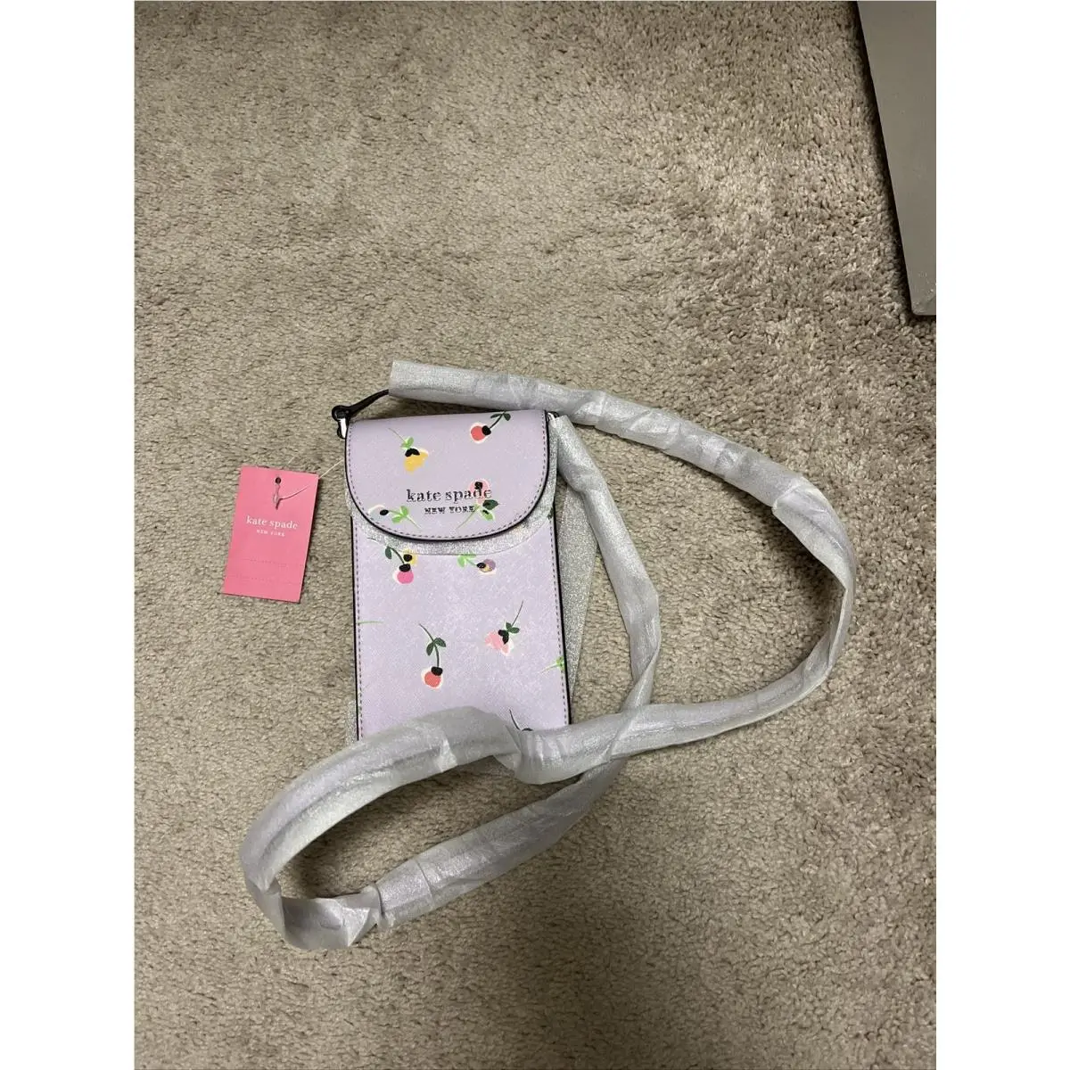 Kate Spade Crossbody Flap Cellphone Purse Purple Flowers