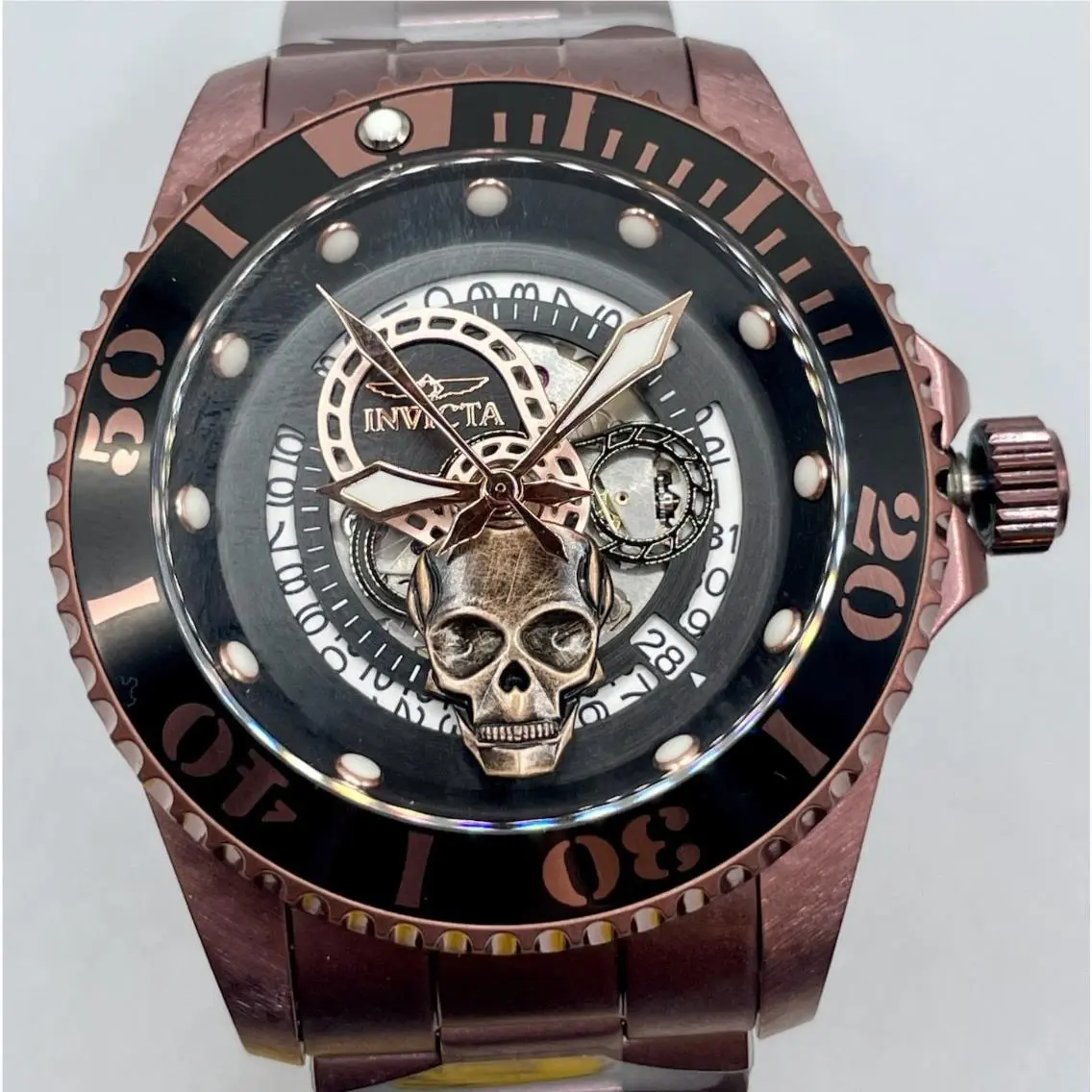 Invicta Pro Diver Pirate Skull Automatic Men`s Watch - 43mm Brown 46679
