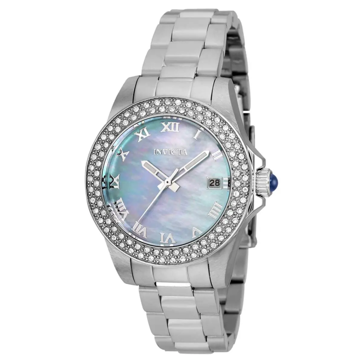 Women`s Watch Angel Light Blue Mop Dial Silver Tone Bracelet 36071 by Invicta