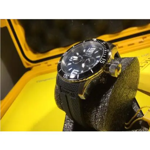 Men`s 1790 Specialty Black Textured Dial Silicone Watch W/ 3 Slot Case by Invicta