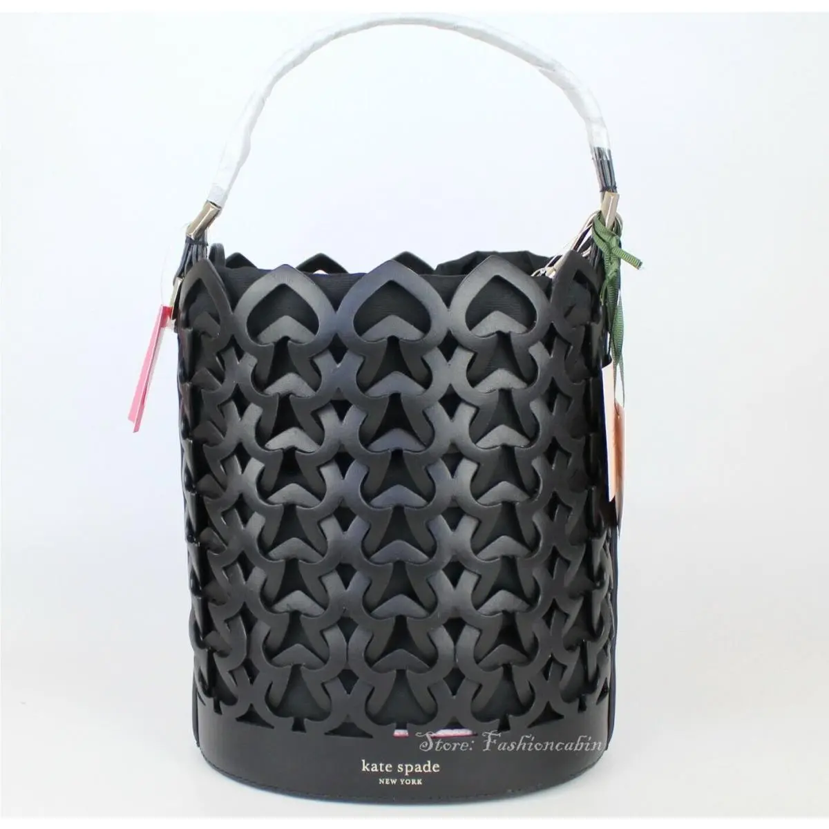 Kate Spade Runway Dorie Leather Woven Bucket Satchel Black