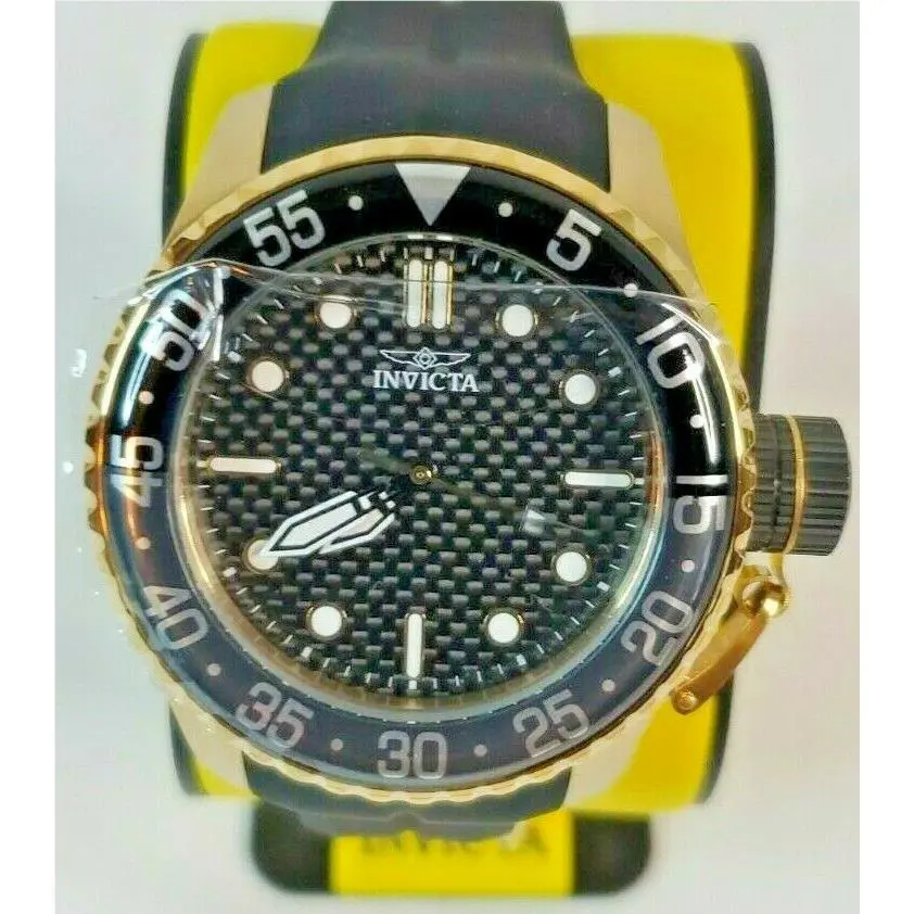 Invicta Mens Pro-diver 30726 Black Gold Tone Quartz 50mm Case Watch