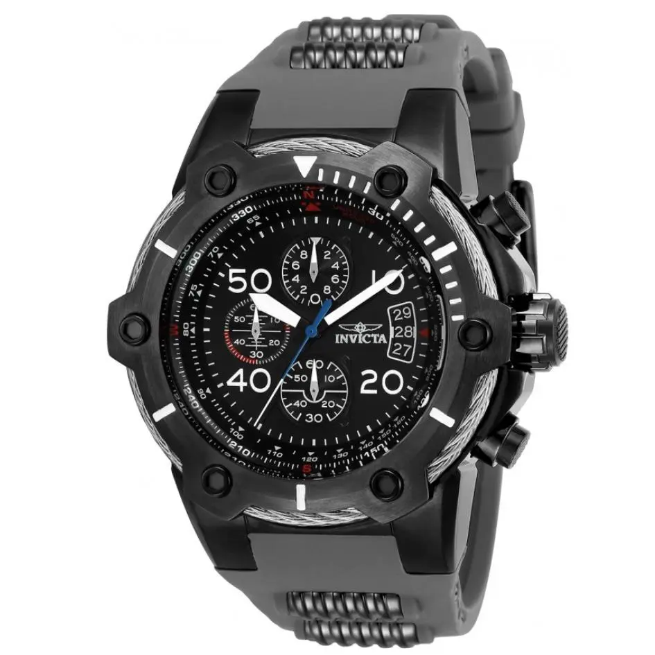 Invicta Bolt Flight Men`s 52mm Black Stealth Triple Chronograph Watch 25467