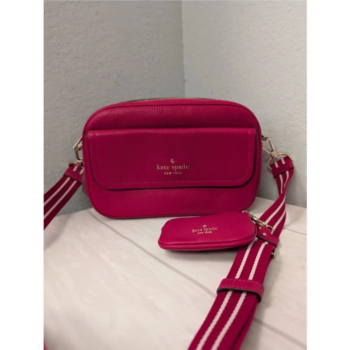 Kate Spade Rosie Flat Camera Bag Crossbody Pebble Leather Renaissance Rose