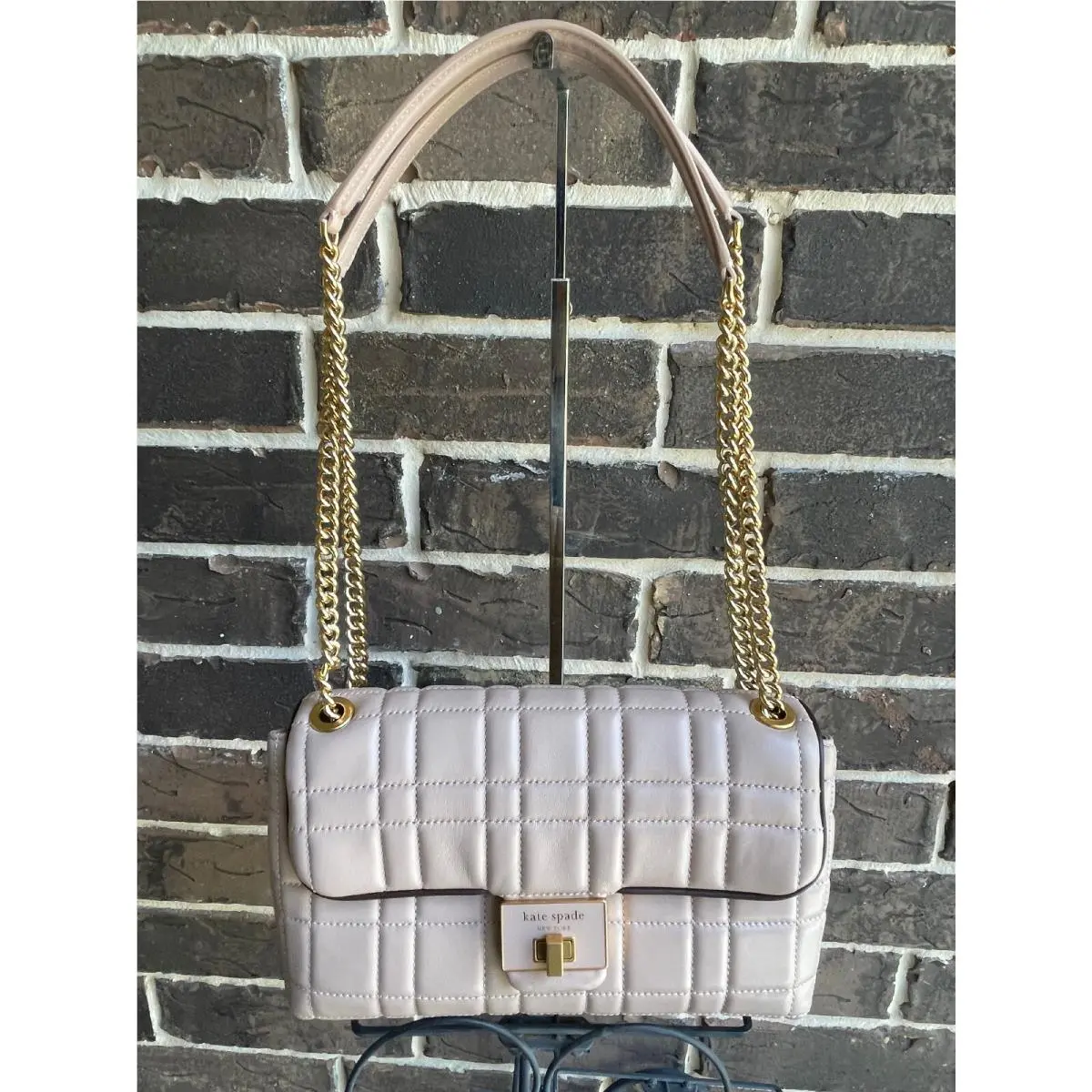 NWT$458 Kate Spade Evelyn Quilted Leather Med Convertible Shoulder Bag Milk Tea