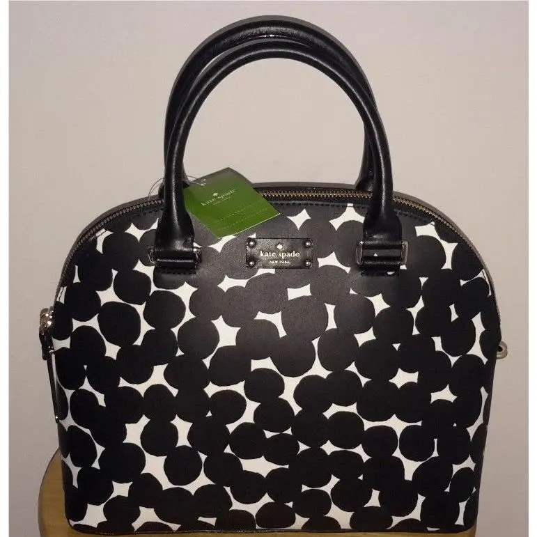 Kate Spade Carli Grove Street Spledge Dot Domed Satchel Bag Purse Black