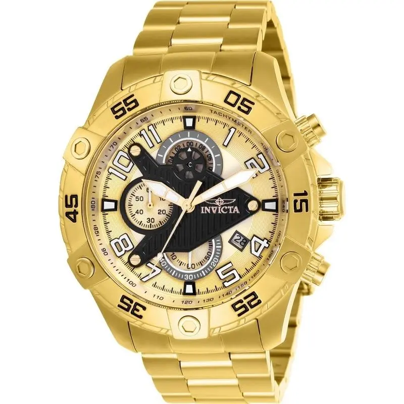 Invicta Men`s 26098 S1 Rally Quartz Multifunction Gold Dial Watch - Dial: Gold, Band: Gold