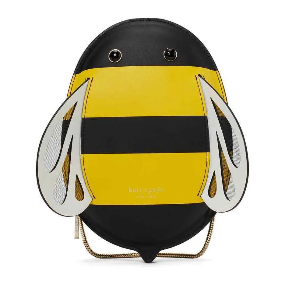 New Kate Spade Buzz Bee Shaped Crossbody Snake Chain Strap 3D Wing Sheer Mesh
