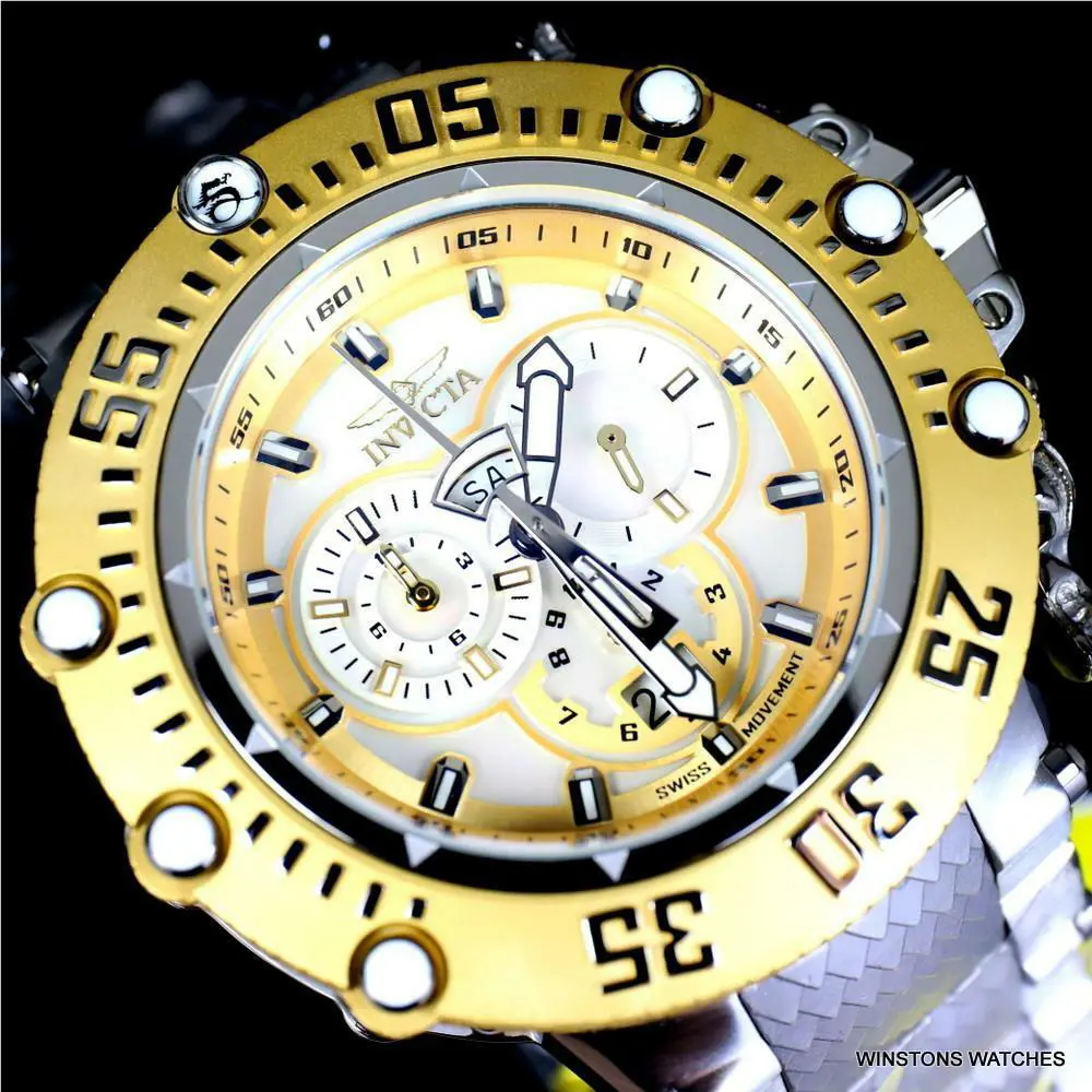 Invicta Subaqua Noma Vii Gold Tone Mop Stainless Steel Swiss Mvt Watch 52mm