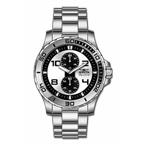 Invicta Signature Men 45mm Stainless Steel Silver+black Dial VD77 Quartz
