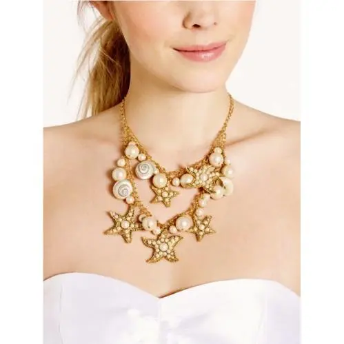 Kate Spade Coral Reef Double Row Necklace Earrings Set Starfish Sea Shell