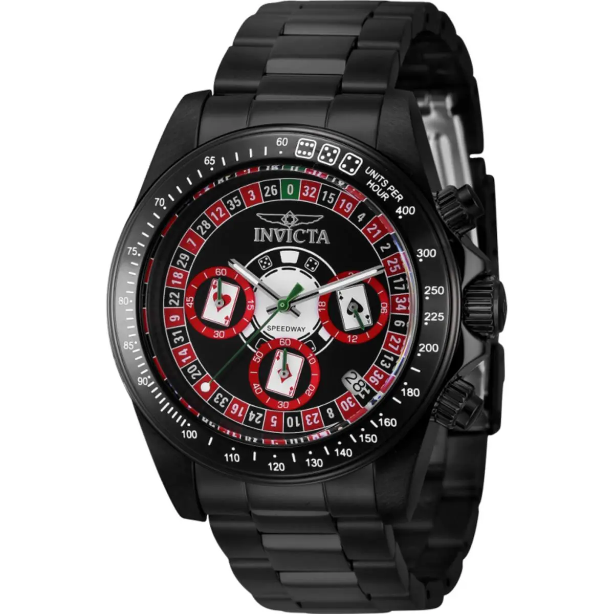 Invicta Men`s Watch Speedway Chronograph Black Red and Silver Dial Steel 44646