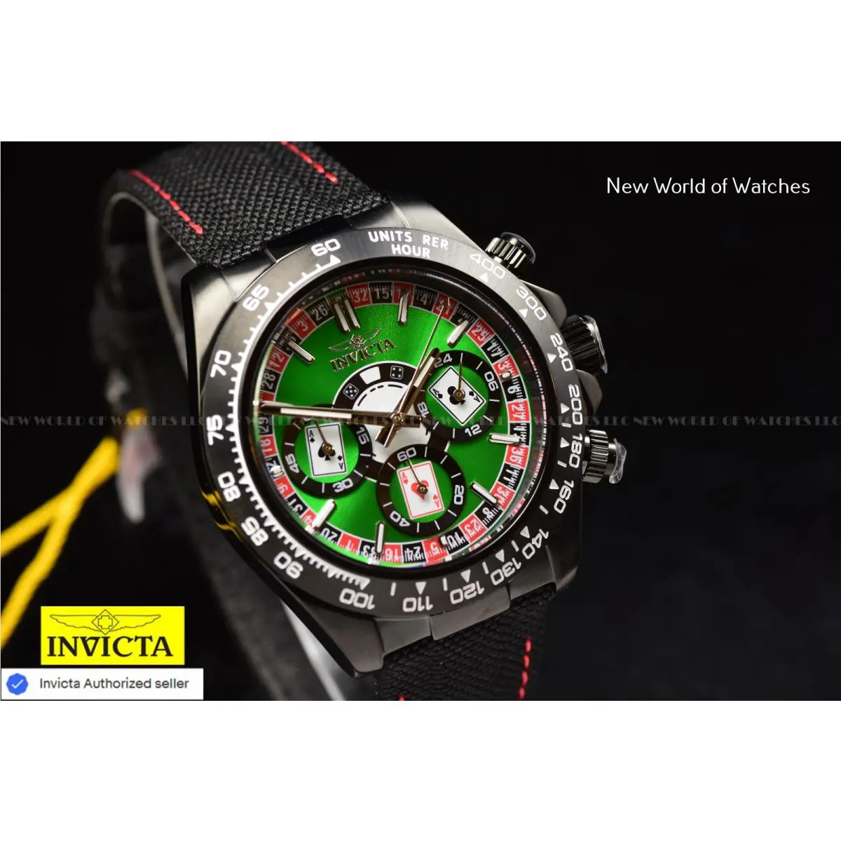 Invicta Speedway Roulette Casino Chronograph Quartz All Black Men`s Watch