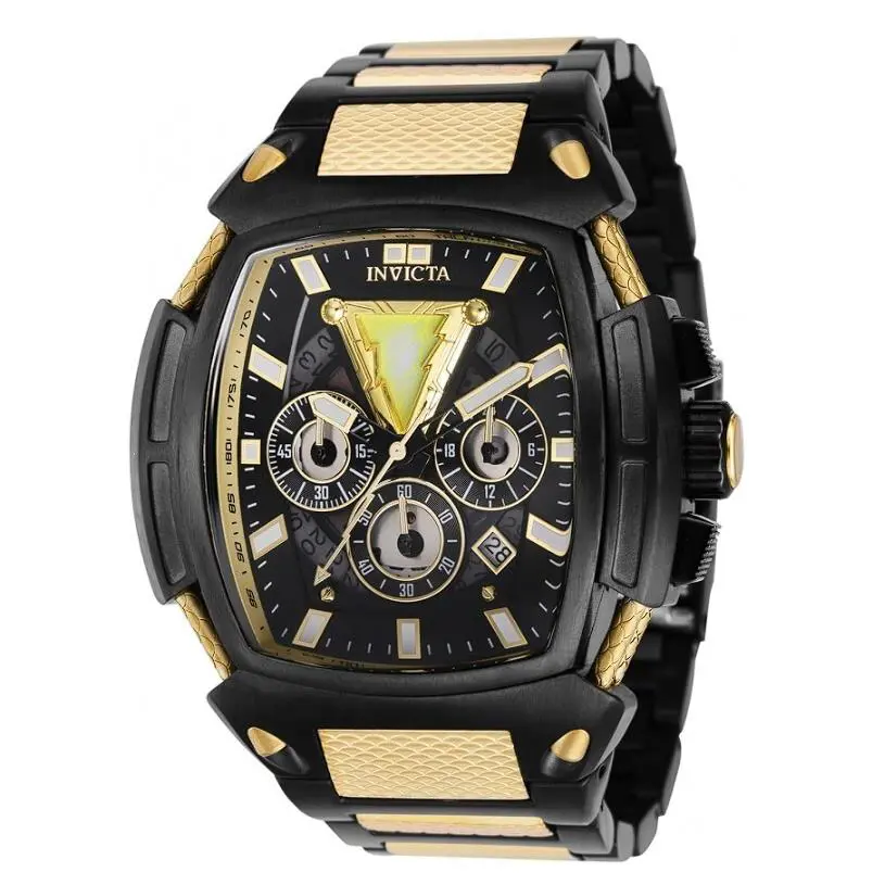 Invicta DC Comics Black Adam Men`s 53mm Limited Edition Chronograph Watch 37615 - Dial: Black, Gold, Multicolor, Yellow, Band: Black, Gold, Yellow, Bezel: Black