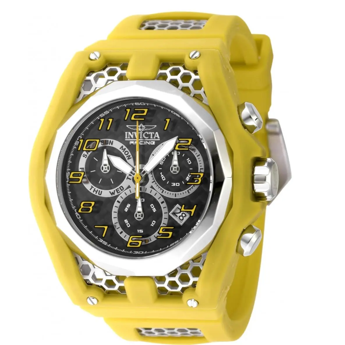 Invicta Racing Carbon Fiber Dial Men`s 53mm Swiss Chrono Watch 47206 Rare