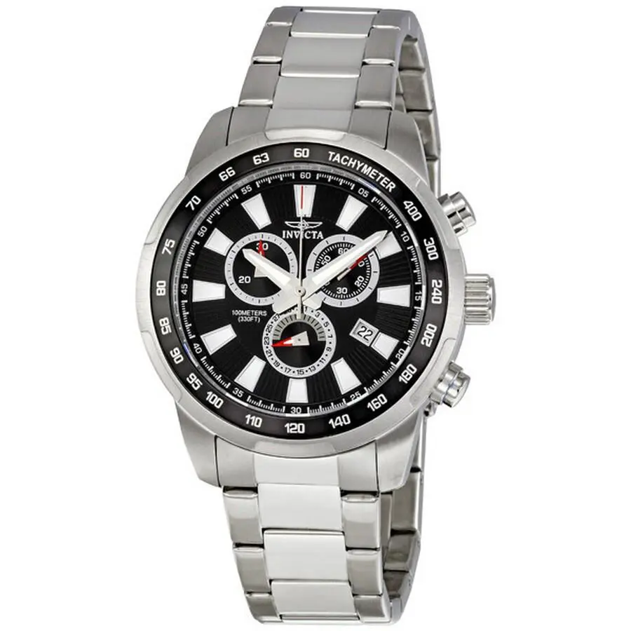 Men`s - Invicta 1555 Specialty Chronograph Black Dial Stainless Steel Watch