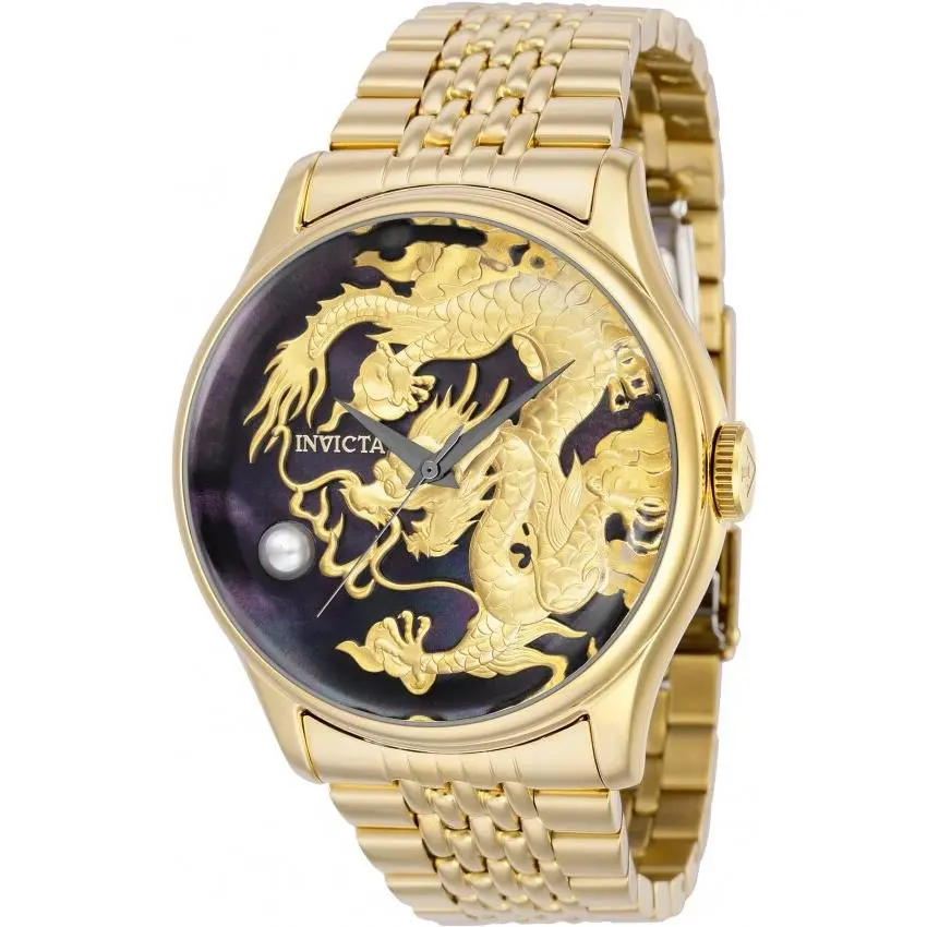 Invicta 39857 Men`s 46mm Vintage Gold Embossed Dragon Mop Dial Automatic Watch