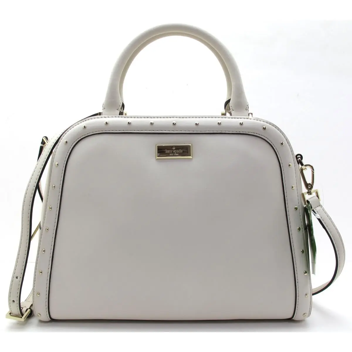 New Kate Spade Helena Street Rocki Leather Satchel Crossbody Chalk Pebble/gold