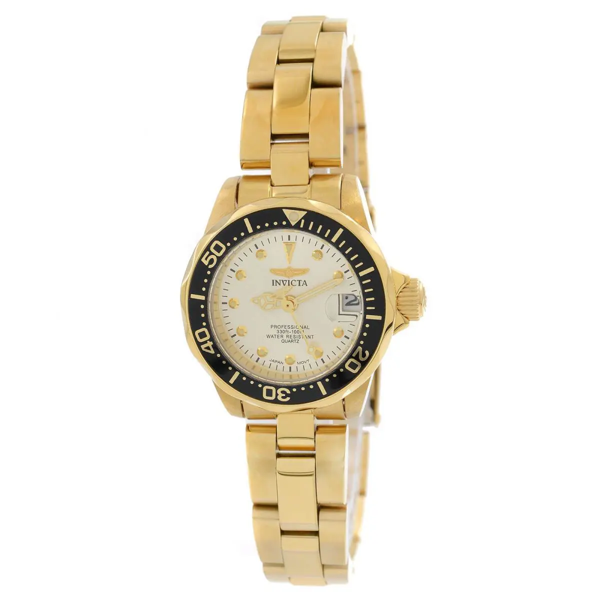 Invicta Women`s Watch Pro Diver Gold Tone Dial Stainless Steel Bracelet 17038