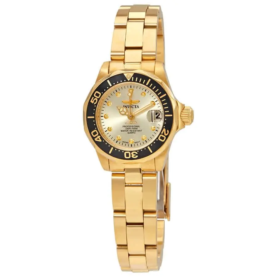 Invicta Pro Diver Champagne Dial 18kt Gold-plated Ladies Watch 17038