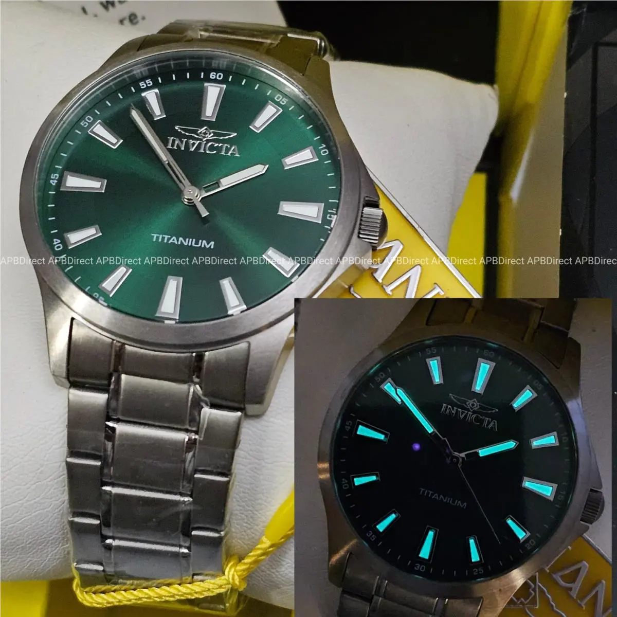 Invicta - TI-22 - Titanium Case Bracelet 43mm Lume Green - Quartz Mens Watch
