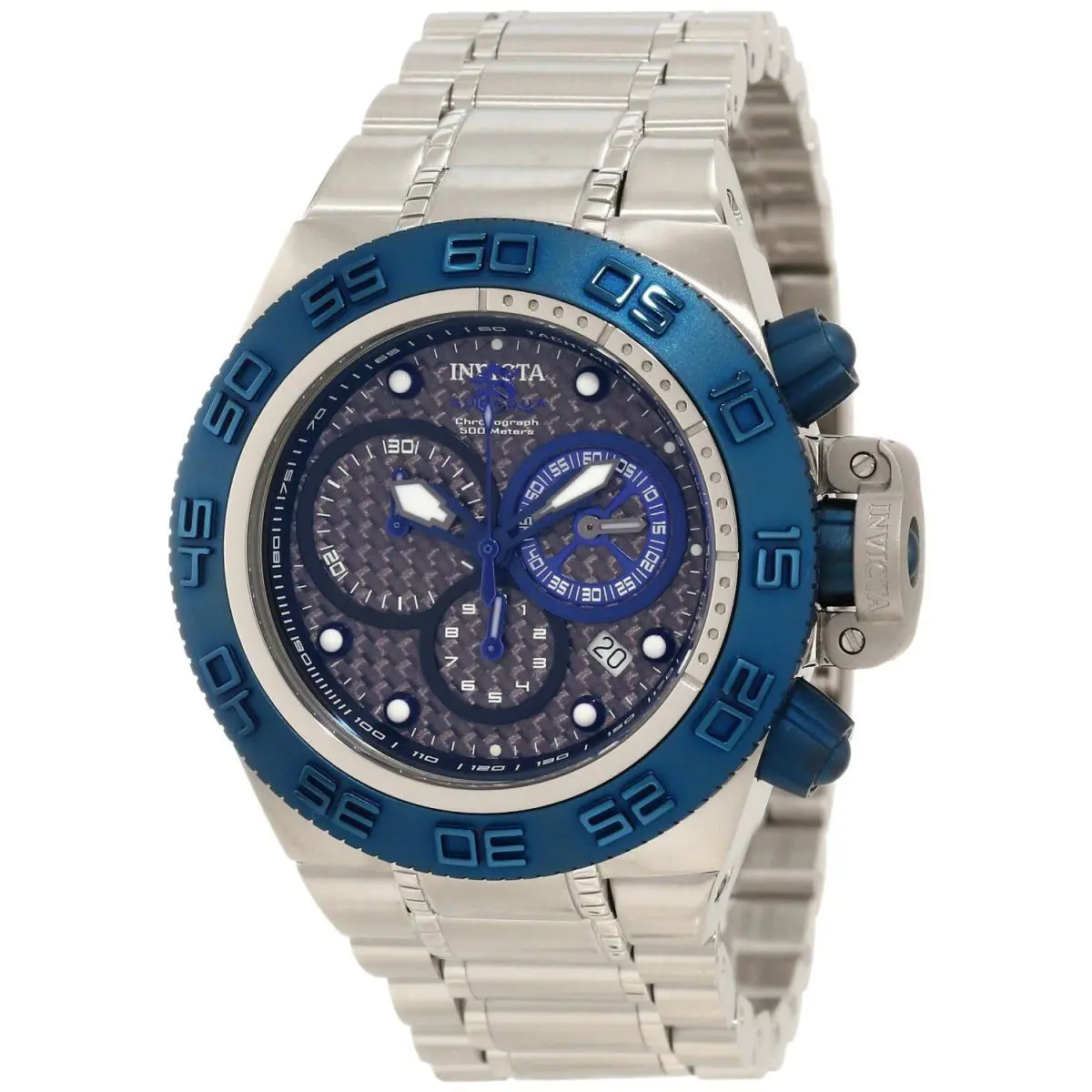 Invicta 10153 Subaqua Noma IV Chronograph Black Carbon Fiber Dial SS Men`s Watch - Dial: Black, Band: Silver