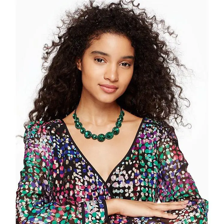 Kate Spade York `absolute Sparkle` Collar Necklace Emerald Green Stones