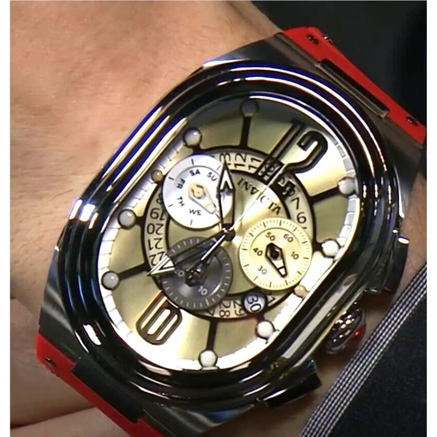 Invicta Revolution 46mm Lupah Swiss Chronograph Date Silver Red