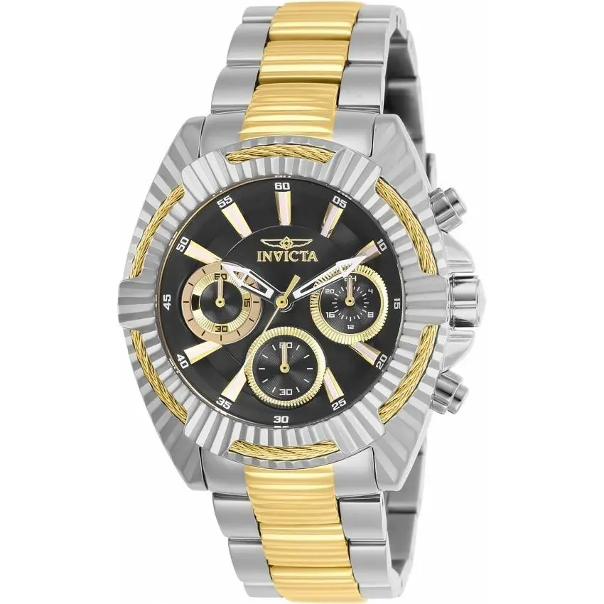 Invicta 27188 - Ladies Chronograph Black Dial Two Tone Bolt