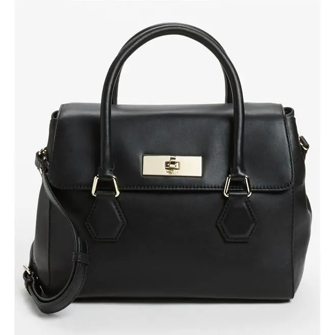 Kate Spade Black Leather Catherine Street Joanie Satchel Shoulder Bag Purse