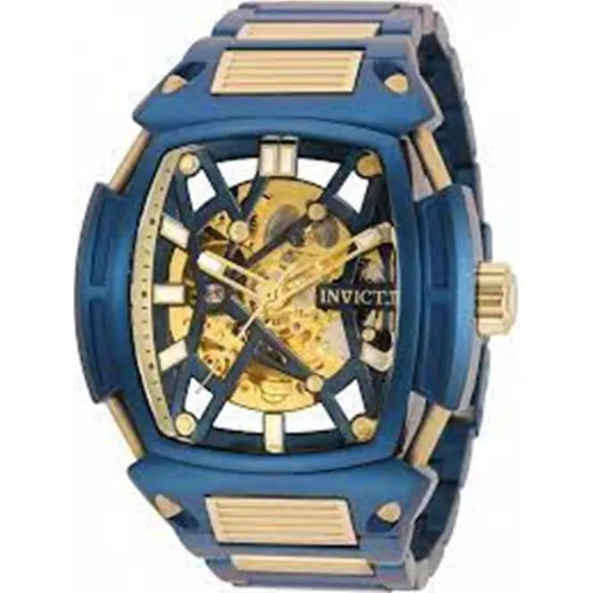 Invicta S1 Rally Automatic Blue Gold Dial Men`s 34637 Flame Fusion Analog Watch