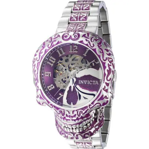 Invicta Men`s 50mm Skull Artist Series Automatic Purple Tone Skeletonized Watch