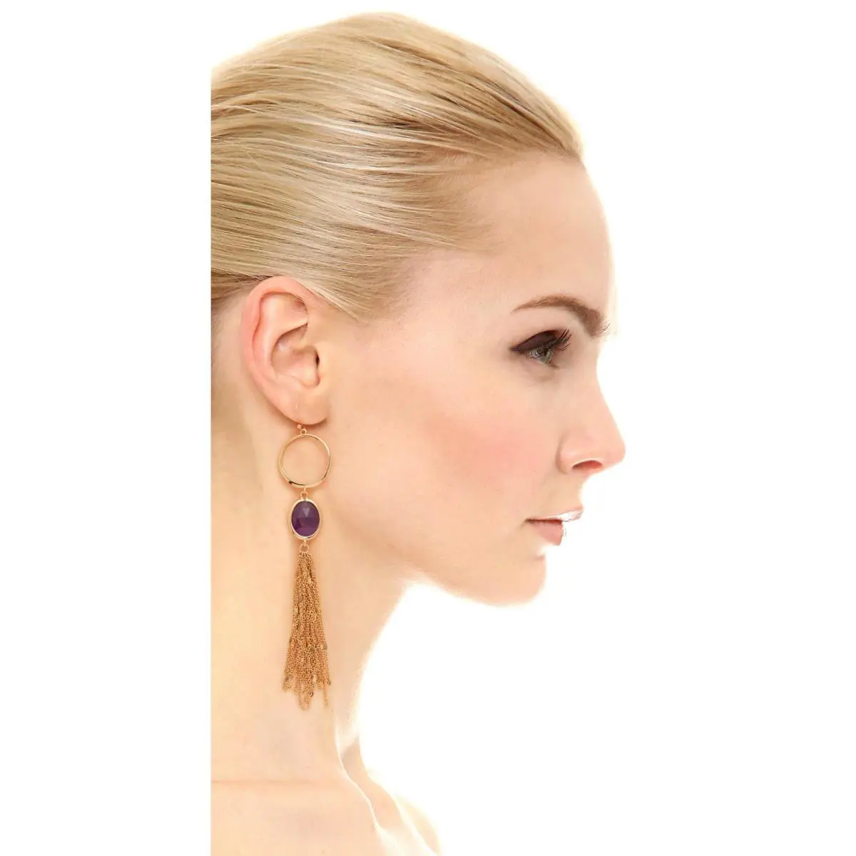Kate Spade NY Quartz Cascade Statement Earrings Amethyst Purple Gemstone Tassel