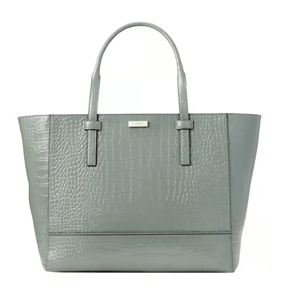 Kate Spade Misty Mint Green Bedford Riverside Exotic Crocodile Embossed Tote