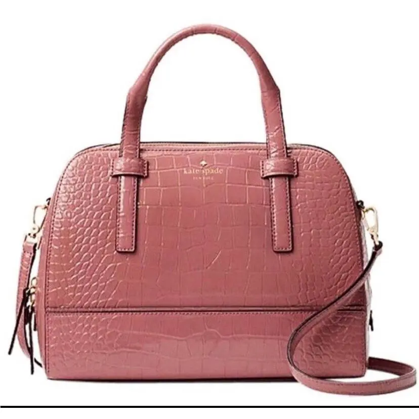 Kate Spade Riverside Street Exotic Small Felix Satchel in Dusty Peony