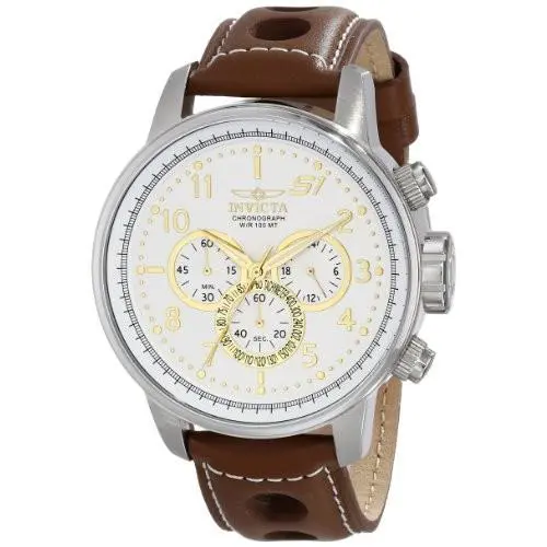 Invicta 16010 Men`s S1 Rally Stainless Steel Watch with Brown Leather Band