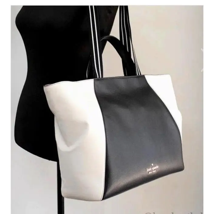 Rosie Large Tote Colorblock Pebbled Black Multi Leather KA800 by Kate Spade