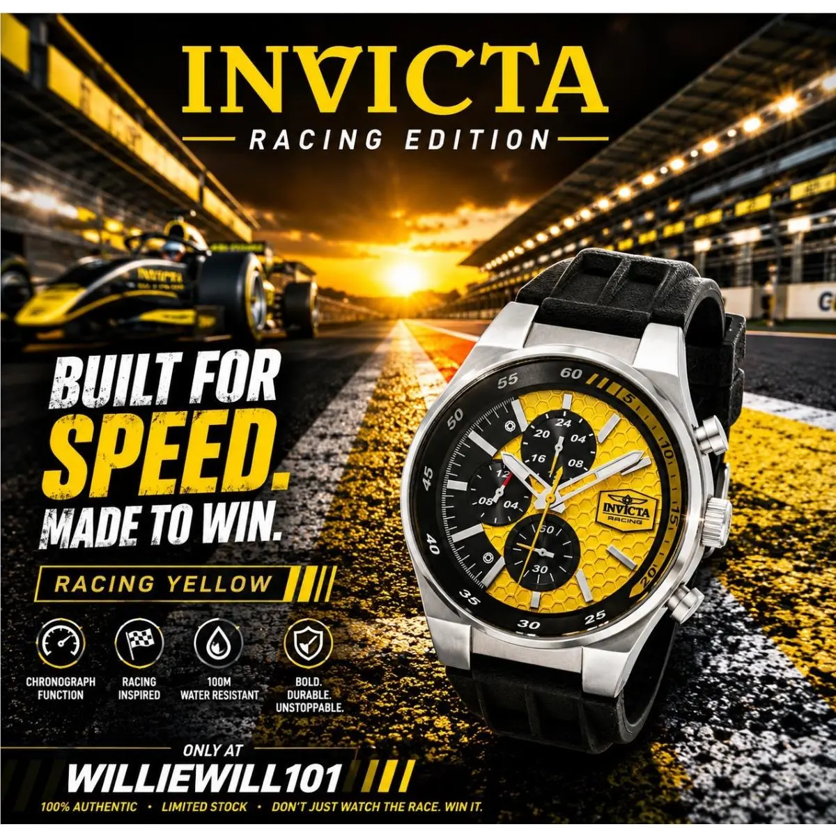 Invicta Racing Champier 44mm Men Watch Yellow 47738