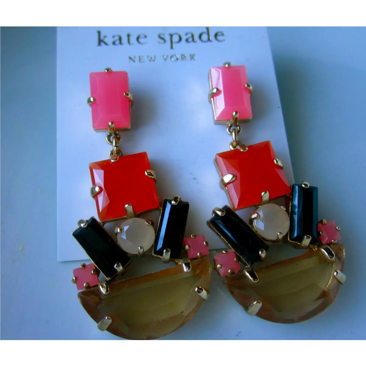 Amazing Rare Kate Spade York Mod Money Huge Statement Earrings Pink