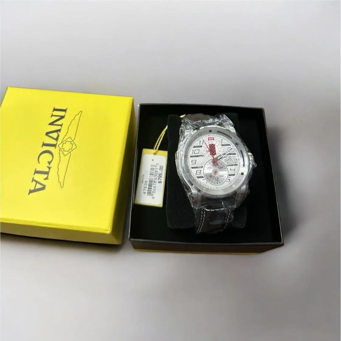 Invicta Racing Circuit 46mm Leather Band Stainless Steel 47536
