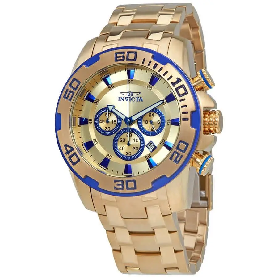 Pro Diver Chronograph Gold Dial Men`s Watch 22320 by Invicta
