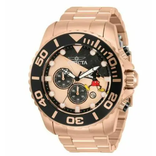Invicta Disney Limited Ed Men`s 50mm Mickey Rose Gold Chronograph Watch 32450 - Dial: black and rose gold, Band: rose gold