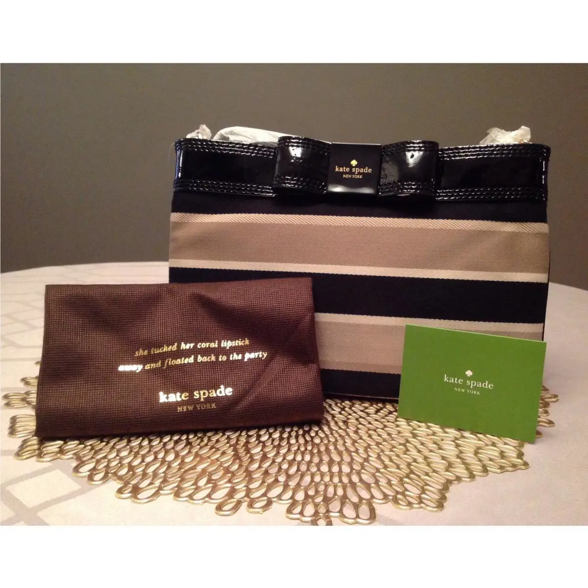 Primrose Hill Stripe Arica Bow Purse Crossbody by Kate Spade