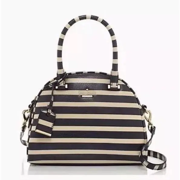 Kate Spade Packaging Cedar ST Stripe Small Pearl Black/pebble Satchel/crossbody