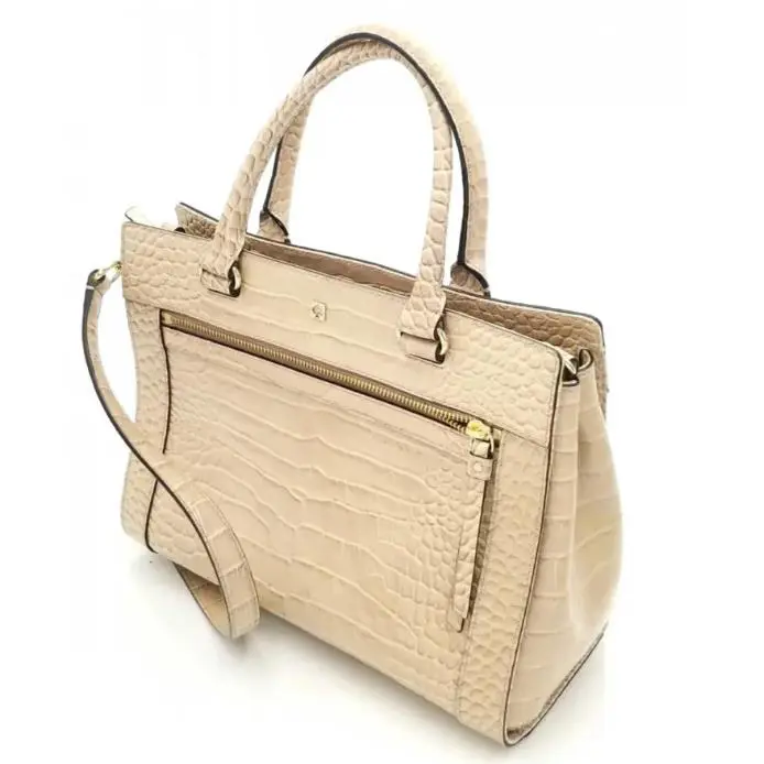 Kate Spade Romy Beige Patent Leather Crocodile Embossed Satchel/crossbody