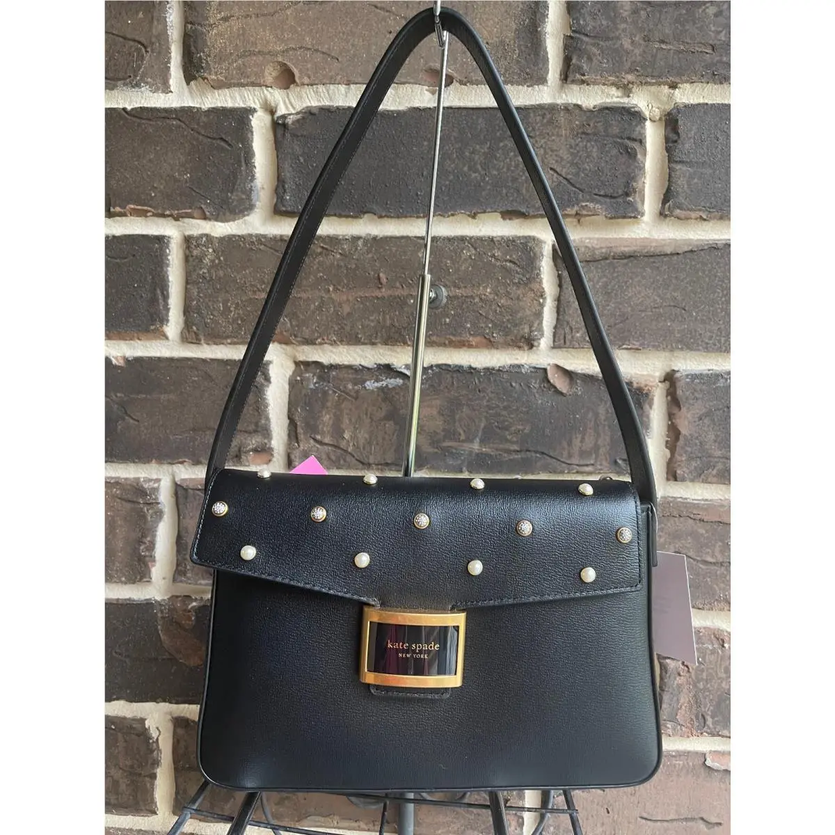 Kate Spade Katy Pearl Embellished Medium Shoulder Bag Black