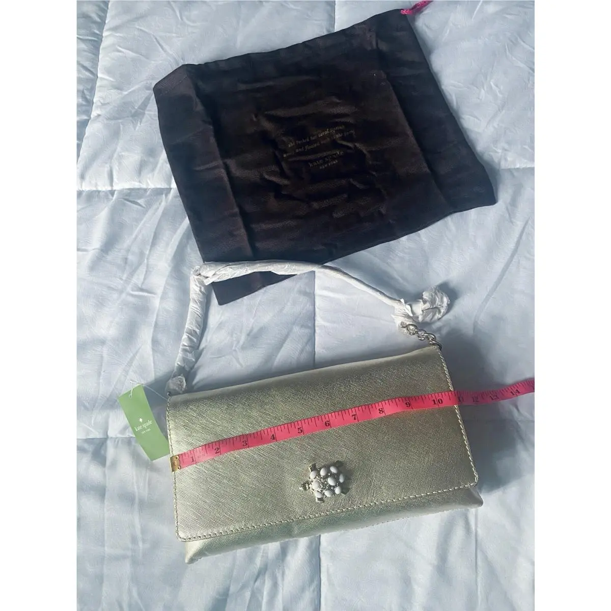 Kate Spade Newyork Gold Monette Mikas Pond Turtle Embellished Purse
