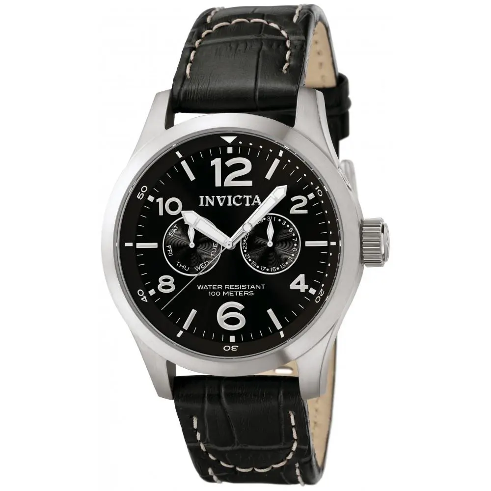Invicta Men`s 0764 I-force Quartz Multifunction Black Dial Watch - Dial: Black, Band: Black