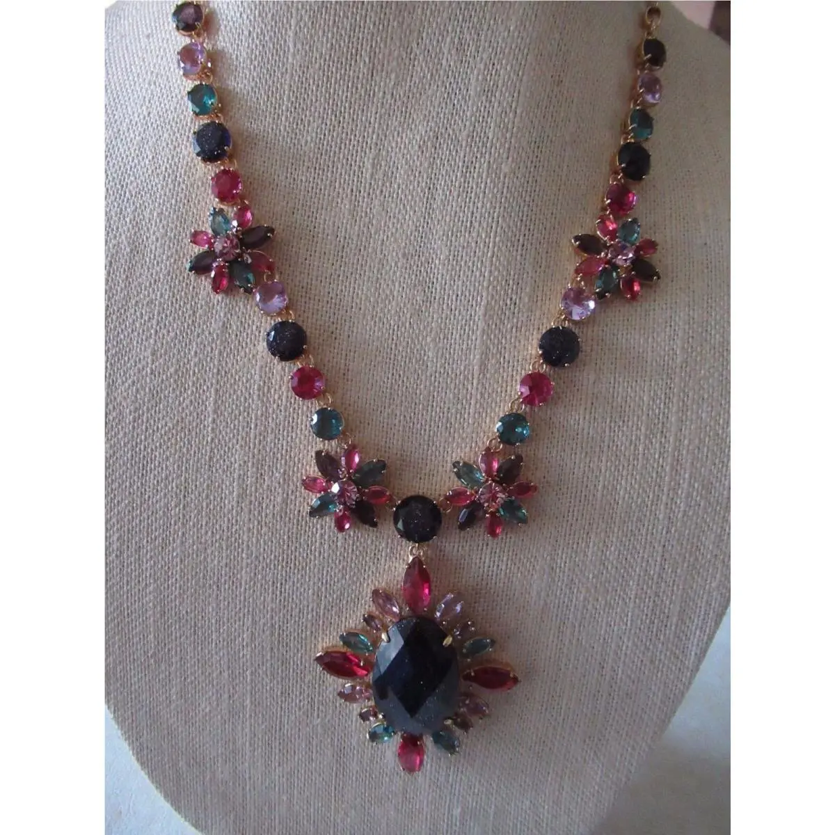 Kate Spade Night Sky Gold Plated Pendant Necklace/ Multi Colored Stones